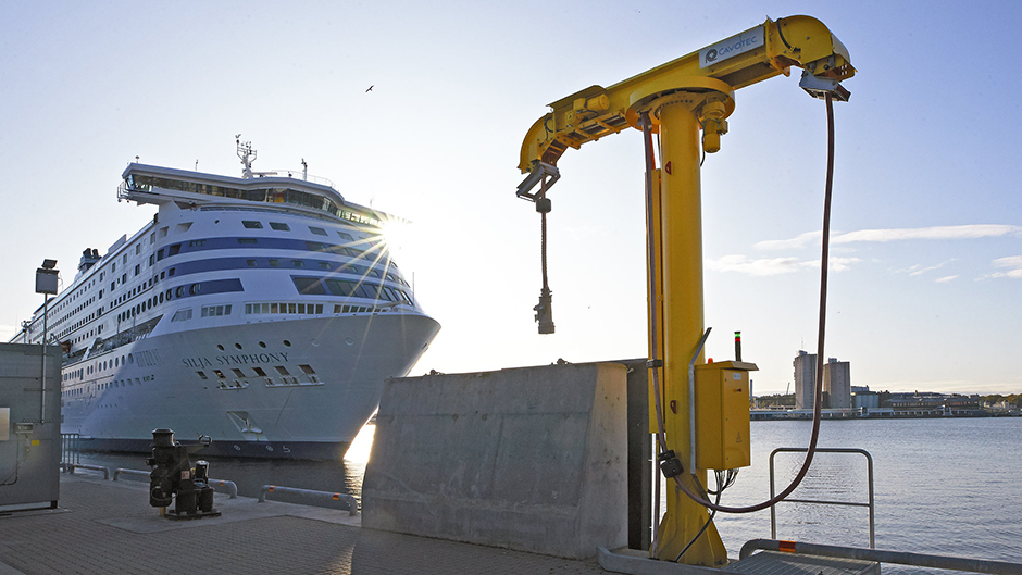 Onshore power supply with Tallink Silja´s vessel in the background