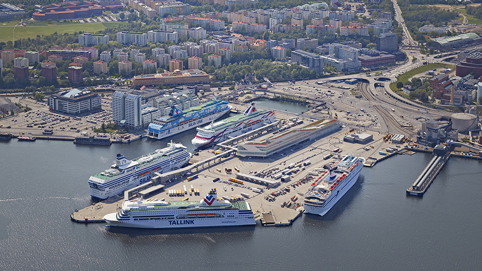 Aerial view of Värtahamnen port