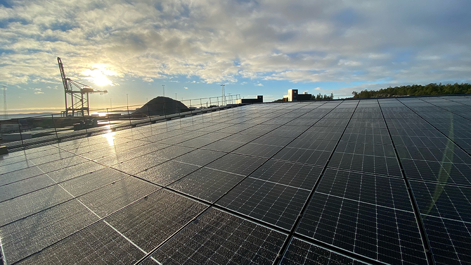 The solar cells at Stockholm Norvik Port