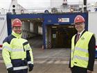 Thomas Andersson and Johan Wallén in front of Stena Line´s vessel at Stockholm Norvik Port